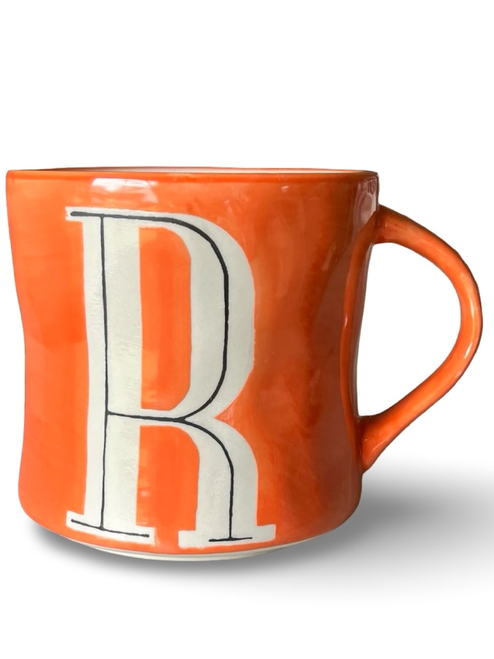 Retired Anthropologie Mia Letter R Orange Ceramic Mug